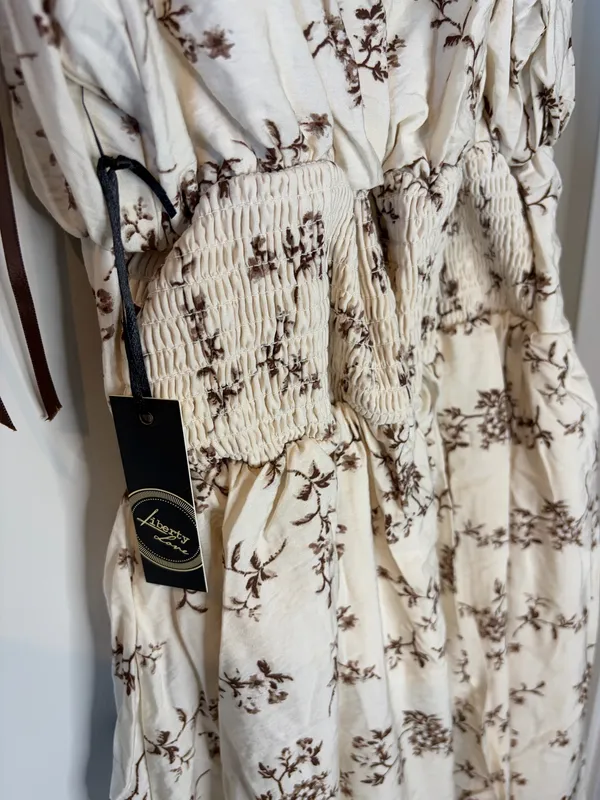 NWT Liberty Love Floral Milkmade Mini Dress with Ribbon Strap and Smocked back. Size Medium. - Image 5