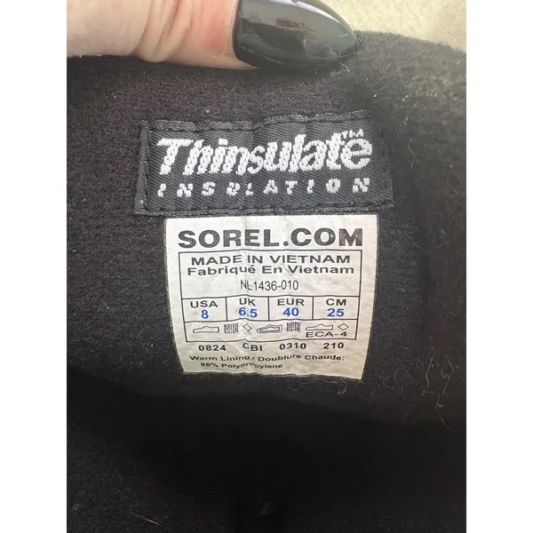 SOREL Cumberland Black Insulated Snow Winter Boots Size 8‎ Shearling Lace Up - Image 6