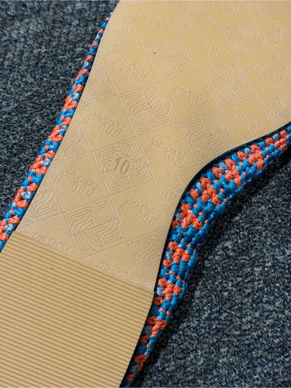 🆕Poppy x Free People Teal Crochet Ballet Flats with Orange and Pink Accents - Image 6