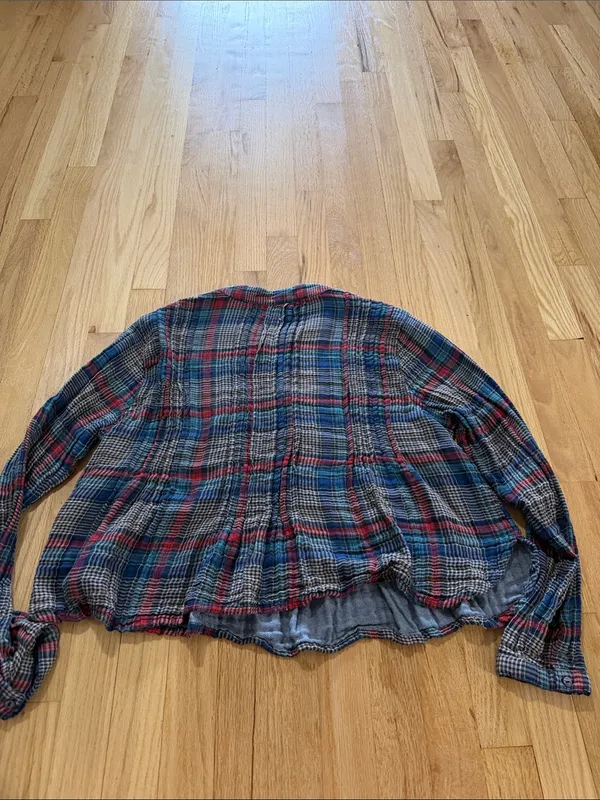 Natural Life Plaid Brushed Cotton Gauze Peplum Blouse Sz M - Image 7