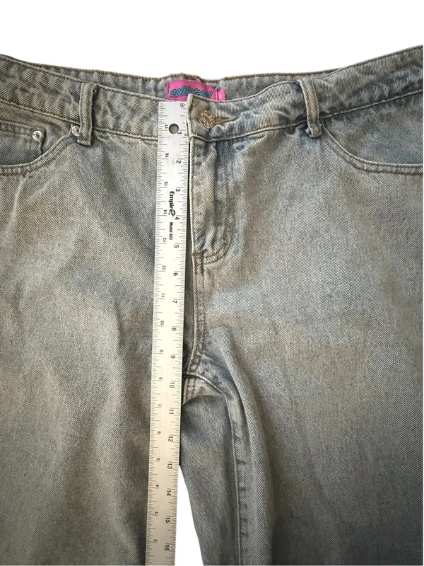 EDIKTED Light Wash Wide Leg Baggy Jeans Womens XL Y2K Double Button - Image 12