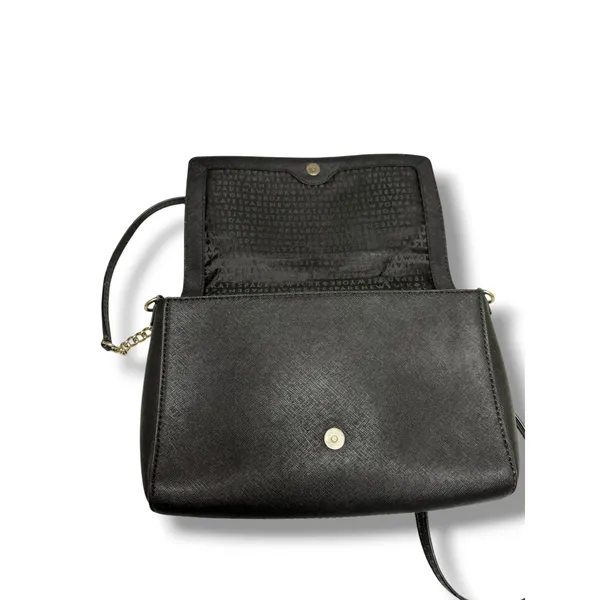 Kate Spade New York Black Saffiano Leather Crossbody Bag Gold Hardware Flap Snap - Image 4
