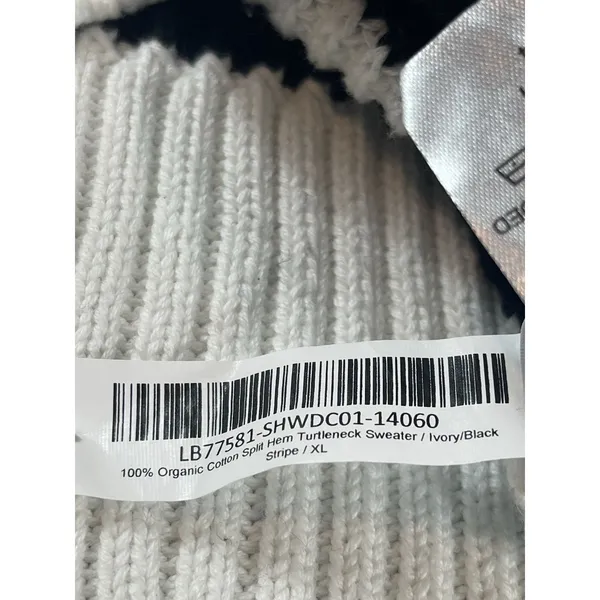 Quince Organic Cotton Striped Turtleneck Sweater Ivory Black Oversized XL - Image 8