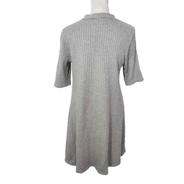 Uniqlo Gray Mock Turtleneck Ribbed Knit Dress Size Medium Gray Mini Dress - Image 2