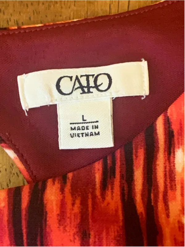 Cato Dress Large Cream, Black, Maroon Sleeveless Above Knee - Image 2
