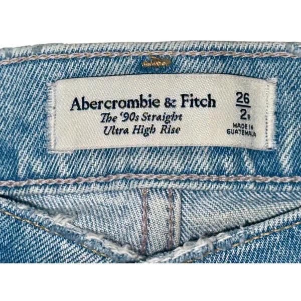 Abercrombie & Fitch The ’90s Straight Ultra High Rise Blue Denim Jeans Size 26 2 - Image 3