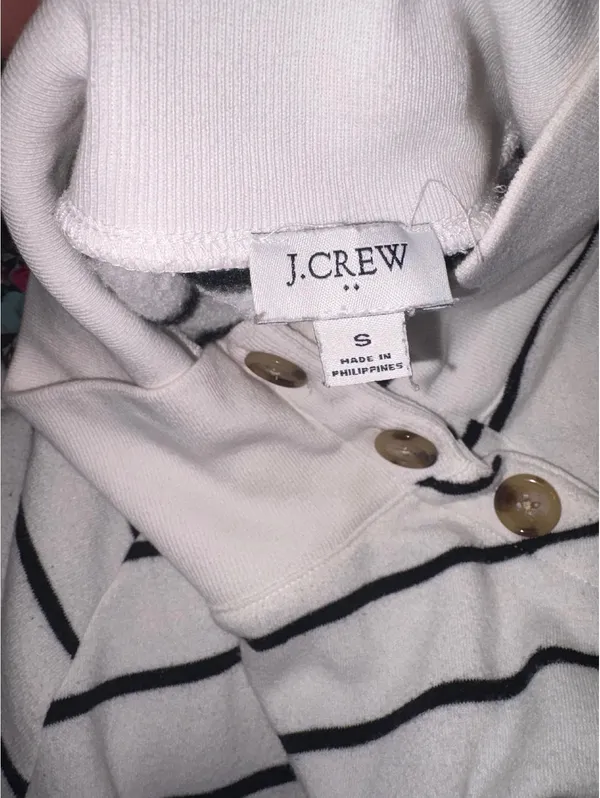 J.Crew $98 Woman’s S striped Wide Button mock neck button top Sweater Tunic - Image 2