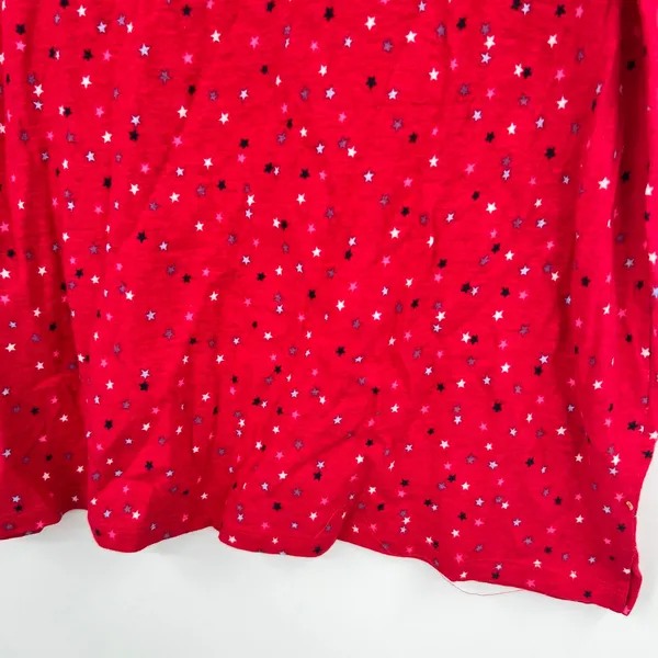 Talbots red ROLL CUFF SCOOP NECK T-shirt MINI STARS linen blend size medium - Image 5