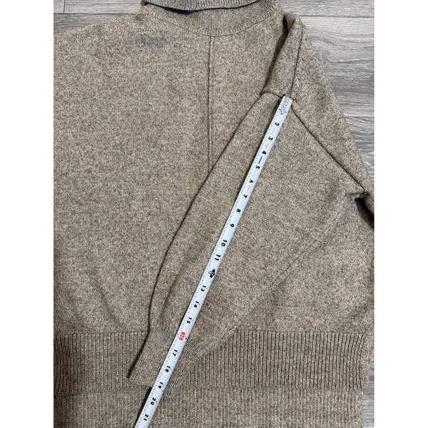 HM Womens Sweater S Oversized Beige Marl Turtleneck Wool‎ Blend Seam Detail - Image 9