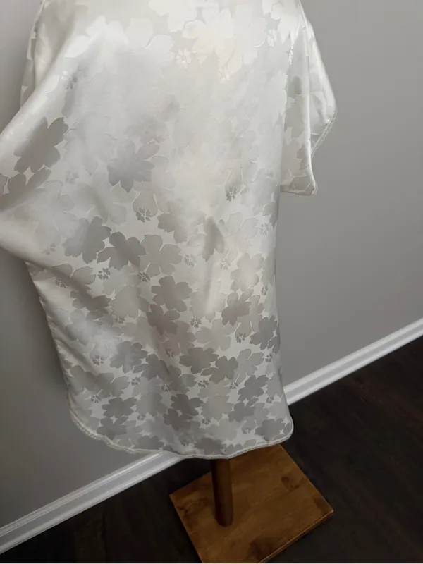 Vintage Lily Of France Nightgown Nighty Dress Satin Floral Lace Ivory Cream - Image 10