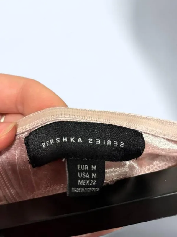 Bershka Velvet Strapless Maxi Dress in Blush - Image 2