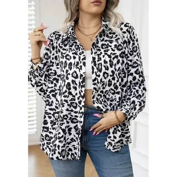 EUC Ellison Black White Leopard All Over Print Denim Utility‎ Jacket - Large OLD - Image 4