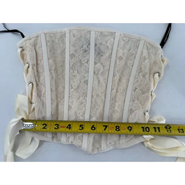 Forever 21 Ivory Lace Corset Bustier Lace Up Ribbon Coquette Y2K Romantic Fairy - Image 5