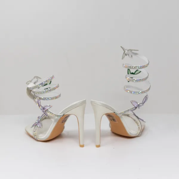NEW Azalea Wang Zarya Crystal Jewel Butterfly Ankle Wrap Stiletto High Heels - Image 3