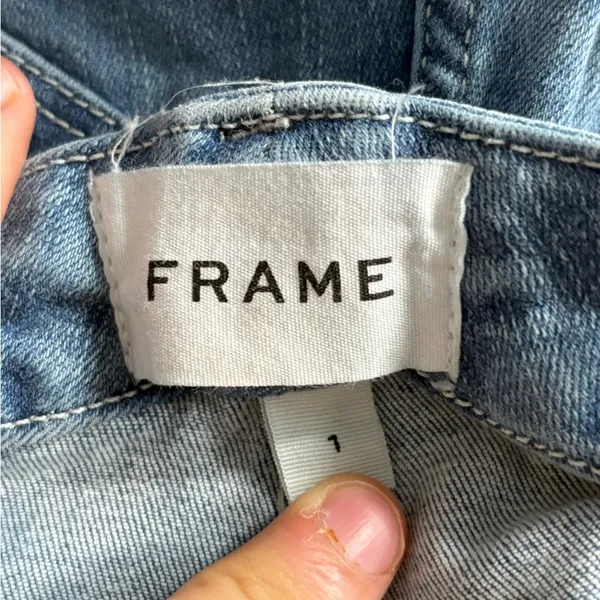 Frame Denim Stretch Cotton Le One Crop Mini Boot Casper Blue Jeans Size 26 - Image 4