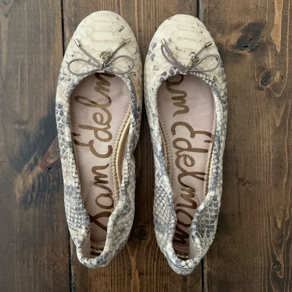 Sam Edelman Cream Snake Print Flats - Image 2