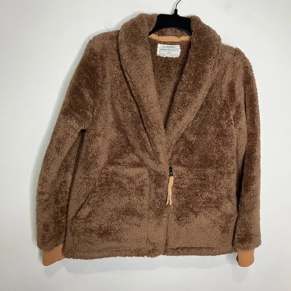 REI Co-op brown Nook Cardigan women's size‎ small cozy soft teddy jacket - Image 2