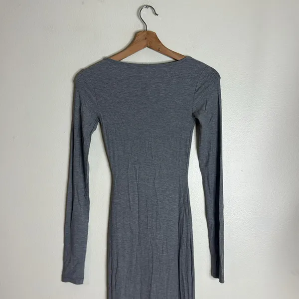SKIMS Soft‎ Lounge Long Ribbed Long Sleeve Maxi Dress Heather Gray Size XS - Image 7