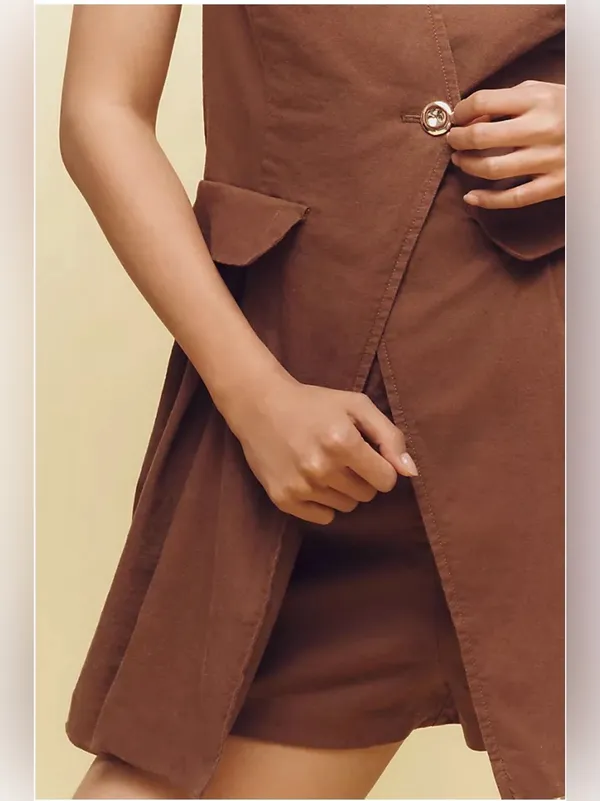 By Anthropologie Wrap Linen Playsuit - Image 2