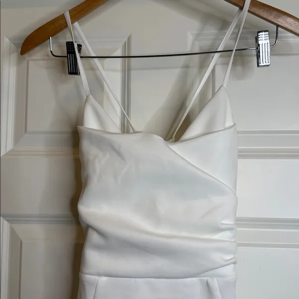 NWT ASOS White Spaghetti-Strap criss cross back ruffle down dress sz 2 - Image 3