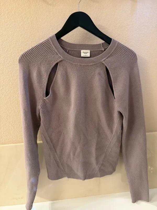 Abercrombie Grey Long Sleeve Ribbed Sweater L - Image 4