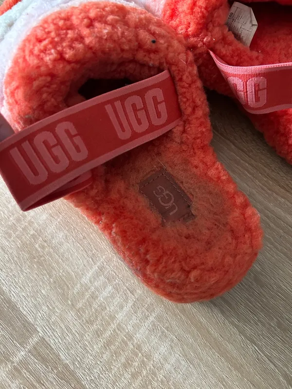 UGG Women's Fluffy Striped Slide Sandals in Orange, Pink & Cream - Image 6