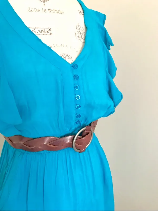 Picky Girl Teal Ruffled Short Dress w/Elastic Waist & Side Pockets Sz M - Image 5