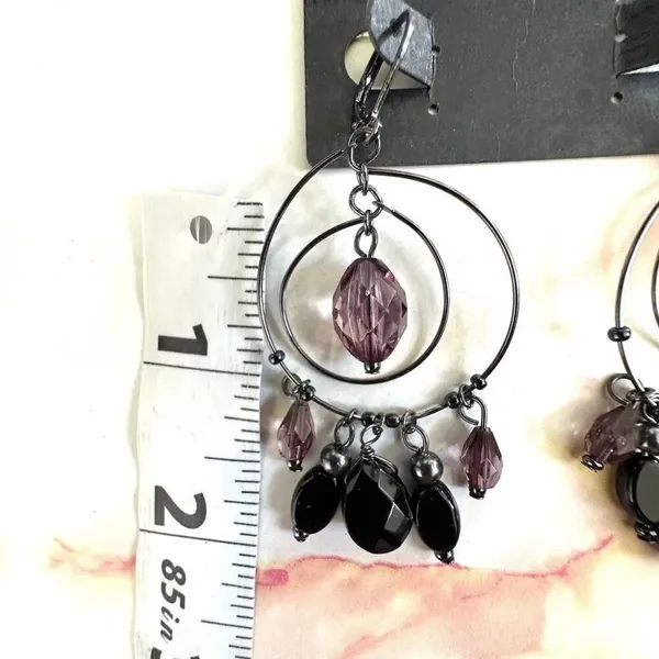 Chico’s Additions black and purple circle beaded earrings - Image 6