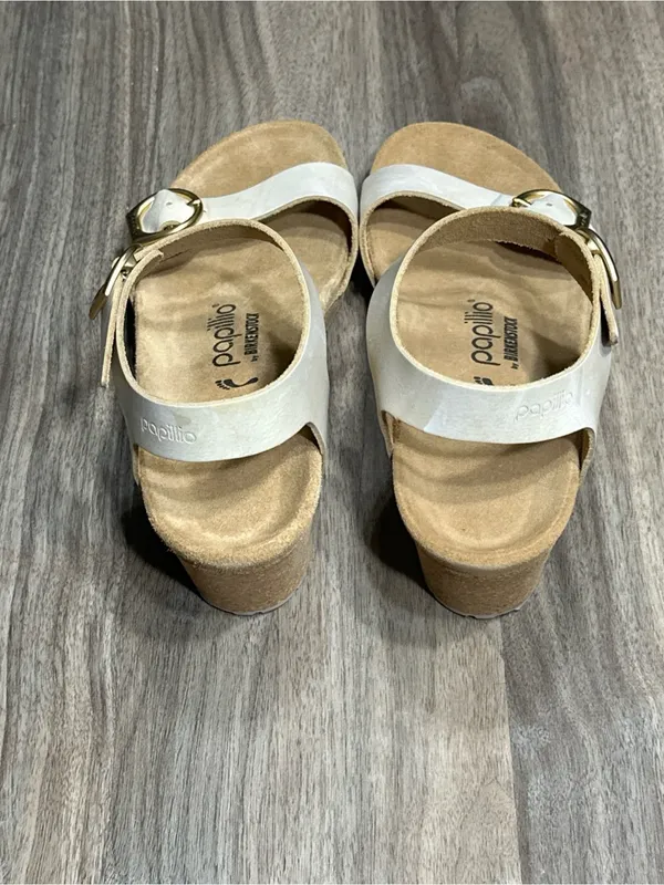 Birkenstock Papillio Cream Ankle-Strap Wedge Sandals - Image 3