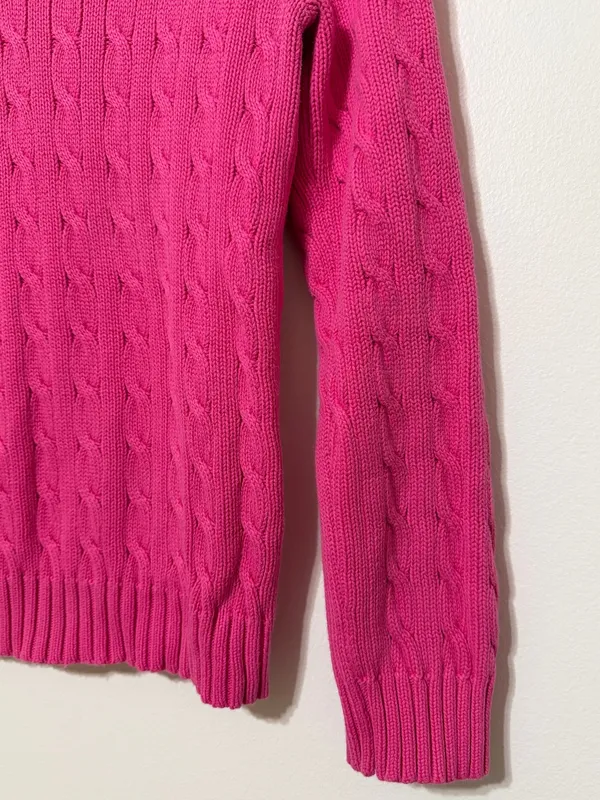 Ralph Lauren Pink Cable Knit Sweater Size Medium Women’s - Image 6