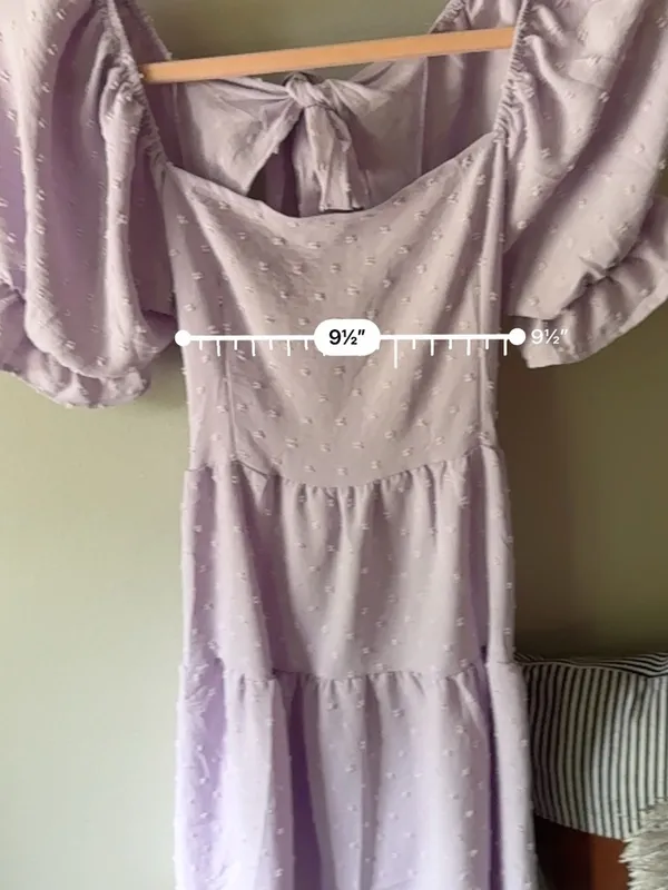 Boutique Lavender Puff Sleeve Open Back Mini Dress Size Small - Image 12