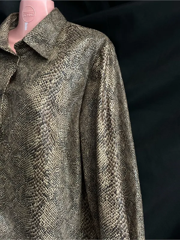 Harve Benard Holrzman Vintage Womens Snake-Print Button Front Jacket - Image 3