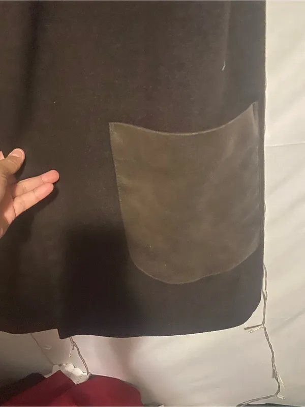 Men's Black Vest Coat with Leather Trim - Image 3