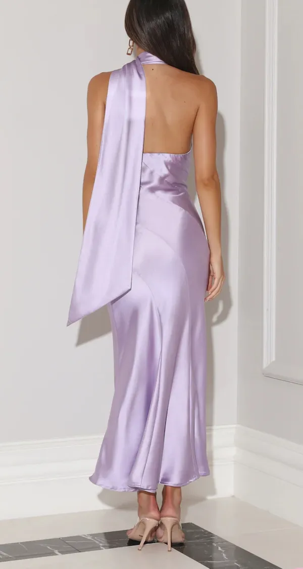Hello Molly Glistening Lights Satin Maxi Dress Lilac - Image 5