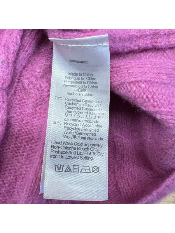 Madewell (Re)sourced Cashmere Cableknit Cropped Sweater Light Petunia Size Small - Image 8