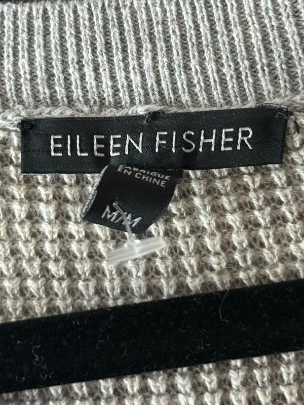 Eileen Fisher M Organic Cotton Cashmere Waffle Knit Tunic Lagenlook Gray - Image 7