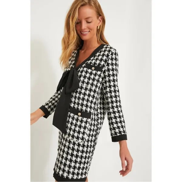 Pomander Place Black White Tweed Bow Mini Dress 2X NWT - Image 6