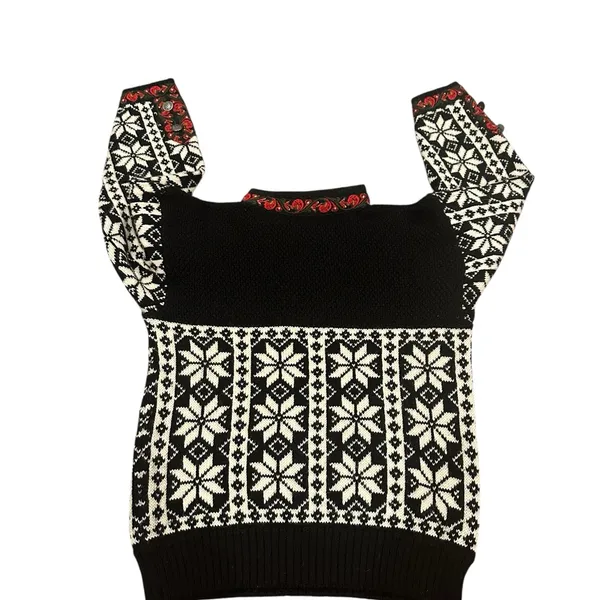 Dale Norway Nordic Pure New Wool Telemark Sweater Red Trim Metal Clasp M - Image 4