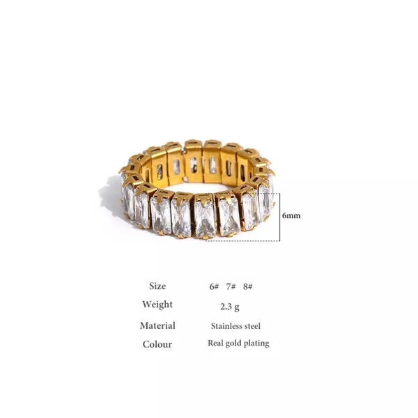 SIZE 9 18kt Gold Plated 316L Stainless Steel Cubic Zirconia Ring - Image 5