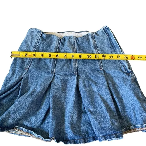 H&M Divided Pleated Mini Skirt Women 0 Blue Denim High Waisted Y2K Preppy - Image 5