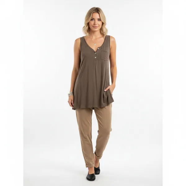 POL Gray Sleeveless T Shirt Tunic Top L - Image 7