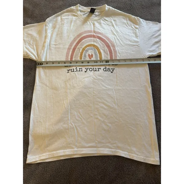 "Don't Let Idiots Ruin Your Day" Graphic T-Shirt Rainbow Pastel Funny Sarcastic - Image 2