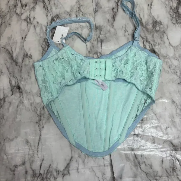 Urban Outfitters Out from Under Light Blue Lace Boned Corset Top size medium NWT - Image 2
