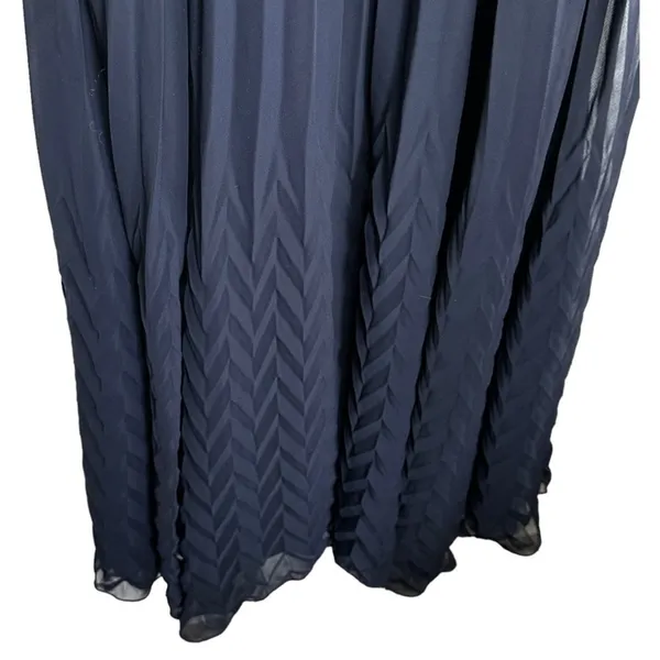 Xscape Navy‎ Pleated Maxi Dress - Image 3