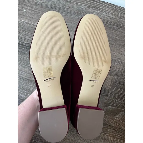 J. Crew Velvet bow tie–heeled Mary Janes in Vintage Burgundy Size 10 - Image 7