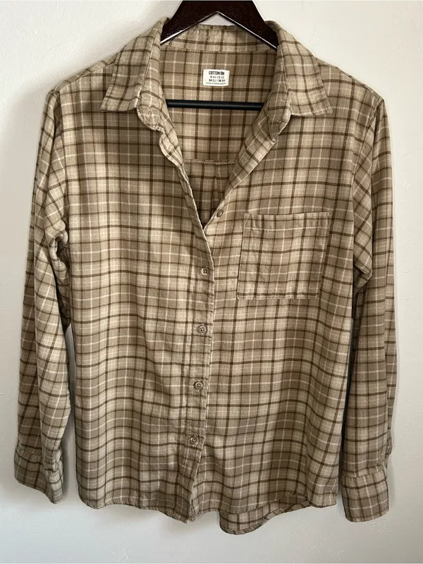 Cotton On Women's Oversized Plaid Brushed Flannel Button Down Shirt - Image 8