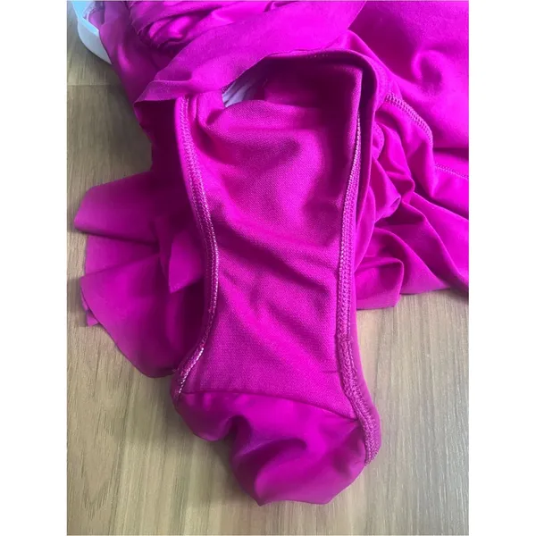 Lauren Ralph Lauren Bel Aire Skirted One-Piece Swimsuit Magenta White Size 6 - Image 5