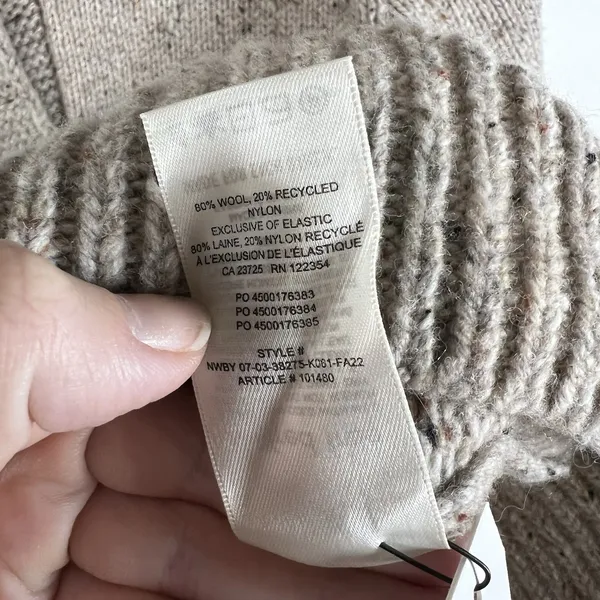 Aritzia Wilfred Free Button Up‎ Grandpa Cardigan Wool Blend Tan Women's Sz 2XS - Image 8