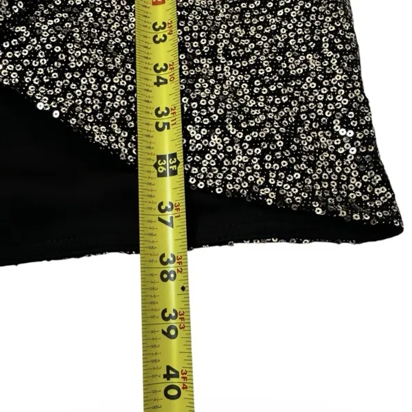 Eliza J Womens 10 Sequin V Neck Long Sleeve Cocktail Dress Black Gold | 24-11 - Image 6