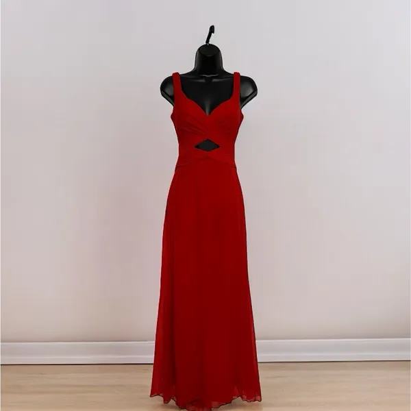 Red Cutout Maxi Dress Sleeveless Formal Evening Gown Size 0 - Image 2
